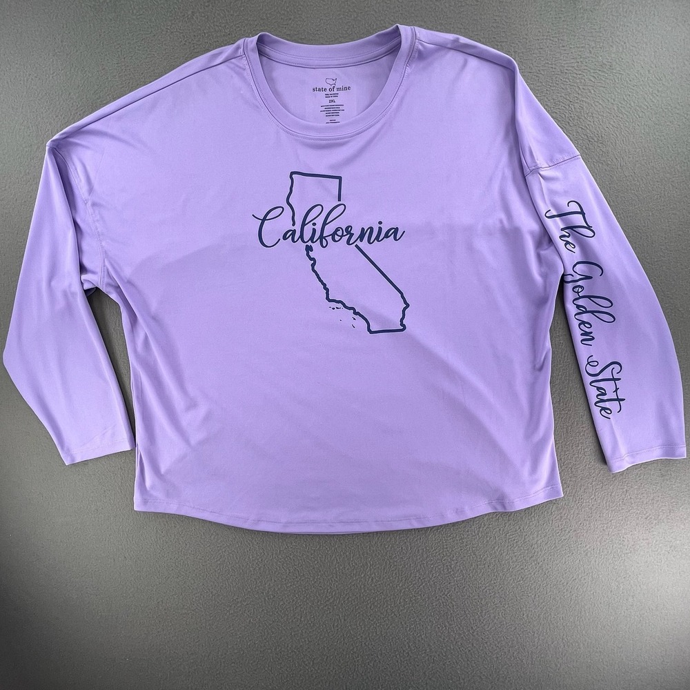 State of Mine Women Long Sleeve Shirt Polyester 2XL California Graphic Relaxed